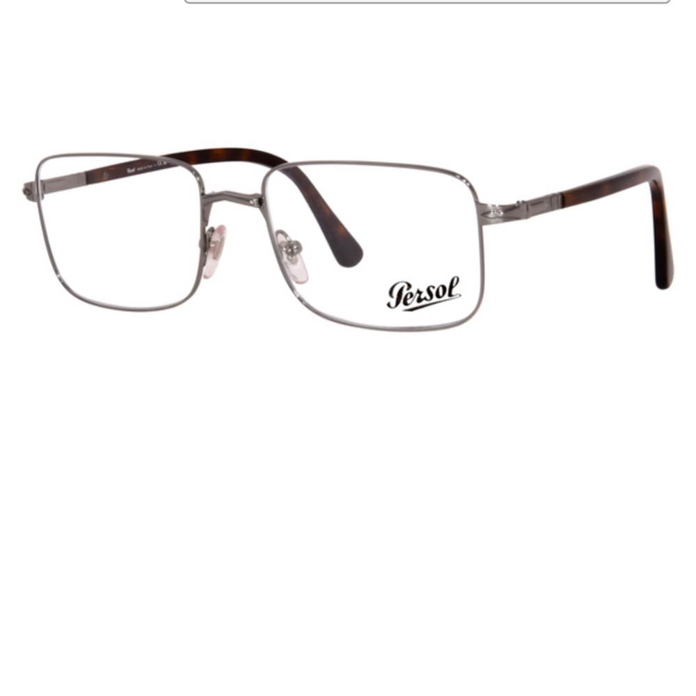 Persol Classic Rectangle Metal Frame Eyeglasses in Silver
